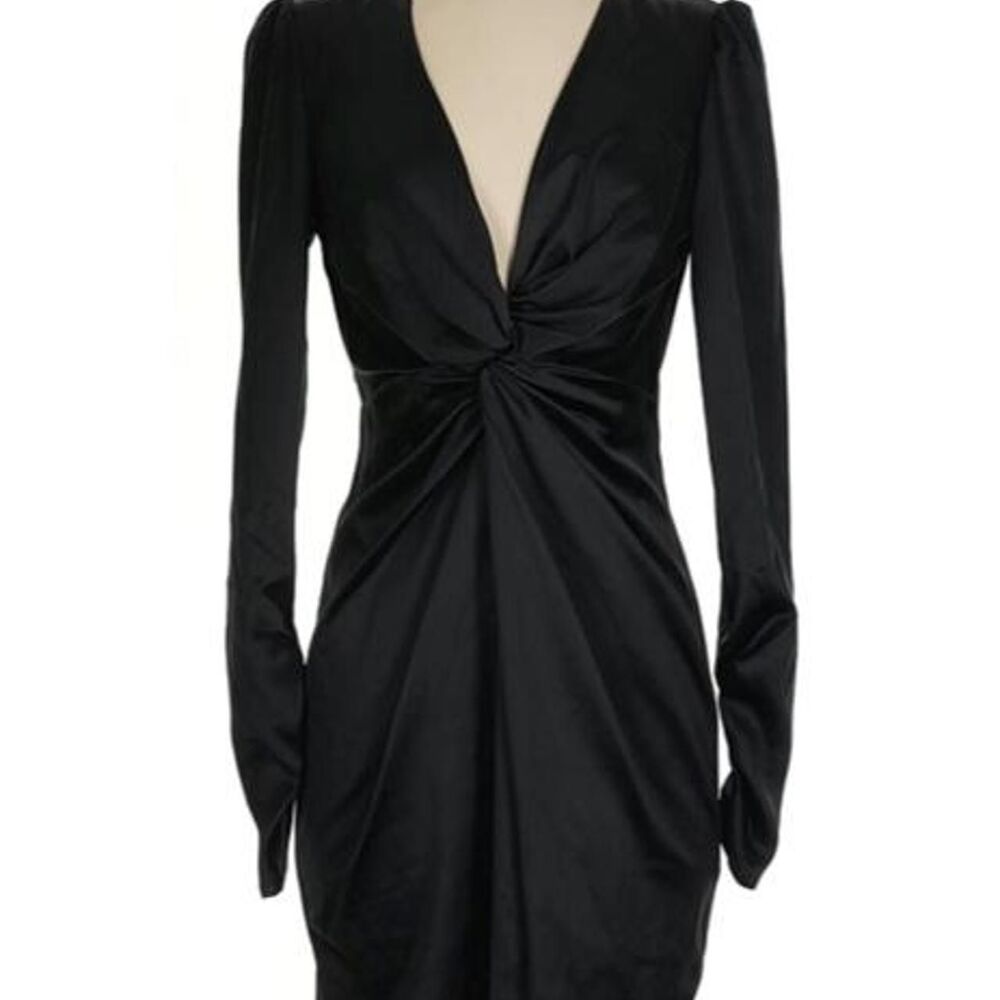 BHLDN Sabrina Satin Mini Dress, Black - Size SMALL